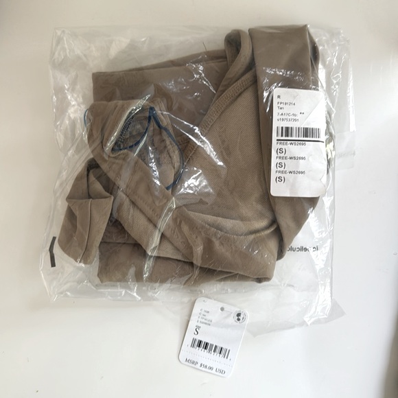 Free People Keep It Sleek Bodysuit in Tan - Size S - Picture 3 of 3